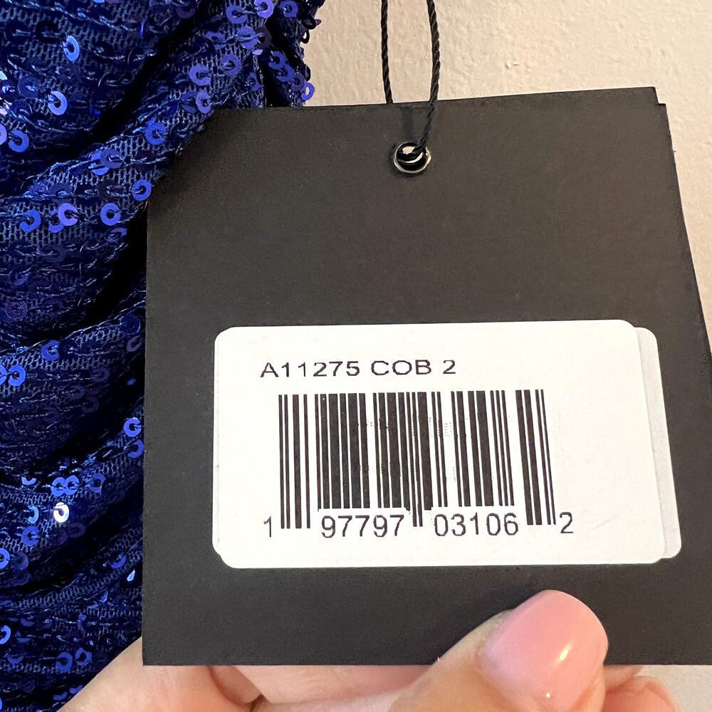 Mac Duggal Sequined Draped Faux Wrap A11275 Hem Gown Maxi Dress size 2 D1 - Picture 4 of 9